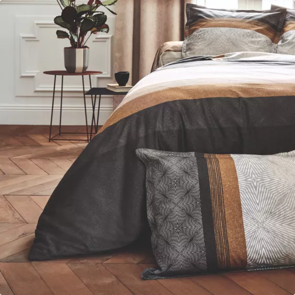 Eminza Housse De Couette Satin De Coton (260 X 240 Cm) Tiago Noire