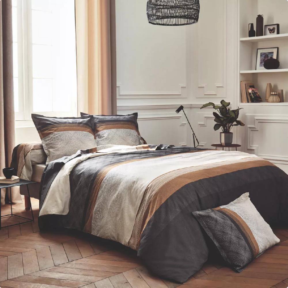 eminza Housse de couette satin de coton (260 x 240 cm) Tiago Noire
