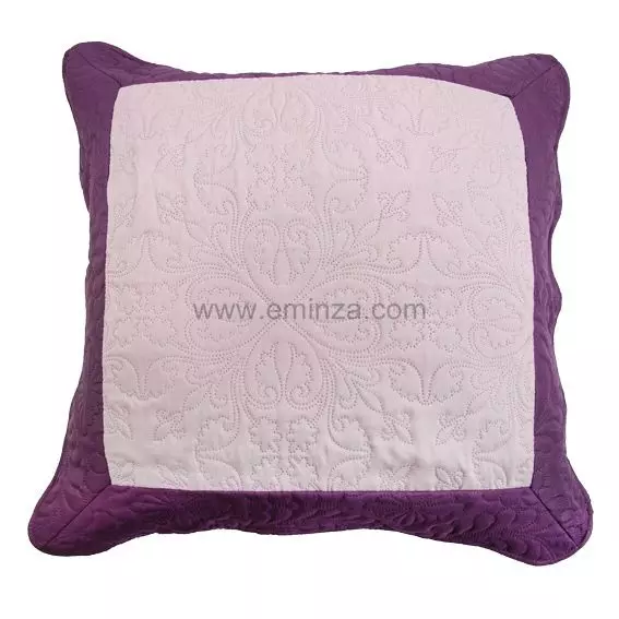 eminza Housse de coussin boutis carrée (60 cm) Edana Prune