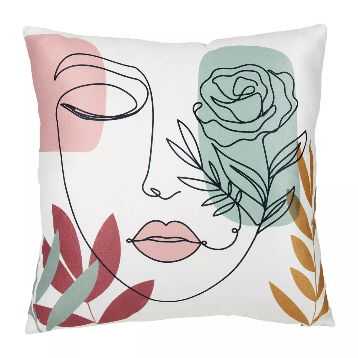 eminza Housse de coussin carrée (40 x 40 cm) Visage Multicolore
