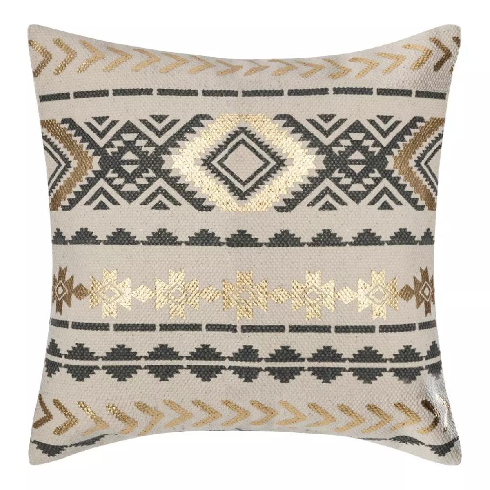 eminza Housse de coussin carrée coton (40 x 40 cm) Etnik Gris
