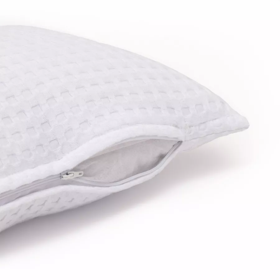 Eminza Housse De Coussin Carrée Coton Nid D'abeille (40 X 40 Cm) Maya Blanche