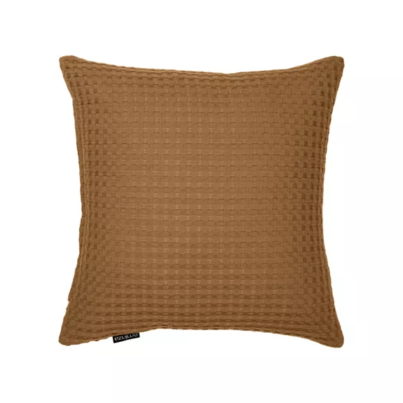 Eminza Housse De Coussin Carrée Coton Nid D'abeille (40 X 40 Cm) Maya Camel