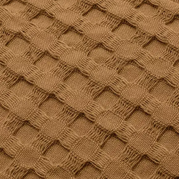 Eminza Housse De Coussin Carrée Coton Nid D'abeille (40 X 40 Cm) Maya Camel
