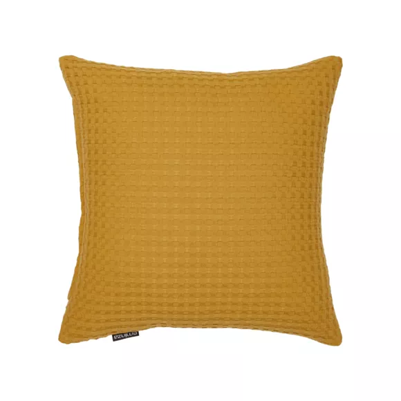 Eminza Housse De Coussin Carrée Coton Nid D'abeille (40 X 40 Cm) Maya Jaune Safran