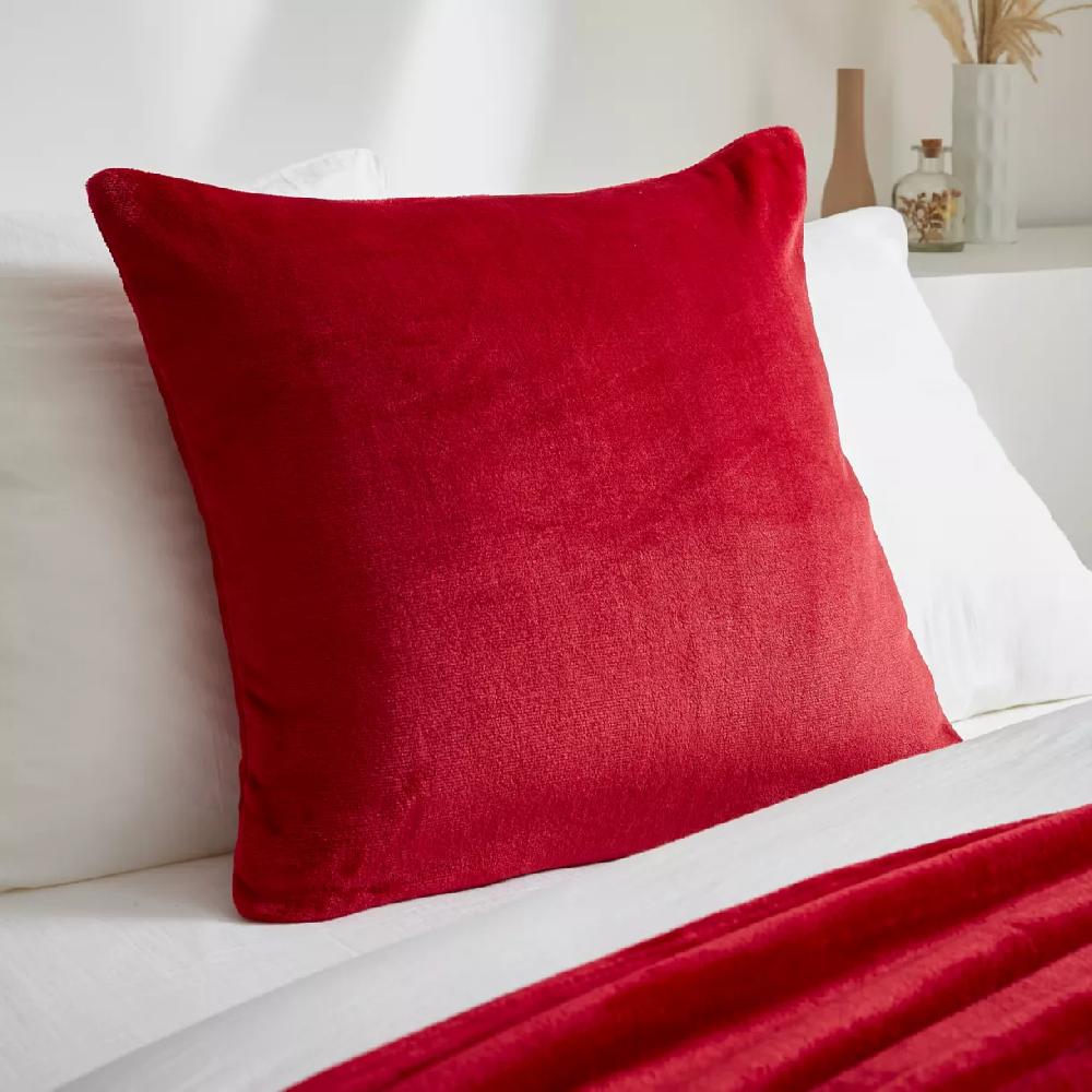 eminza Housse de coussin carrée flanelle (60 x 60 cm) Didou Rouge
