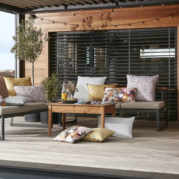 Eminza Housse De Coussin Extérieur Carrée (45 X 45 Cm) Capucine Beige