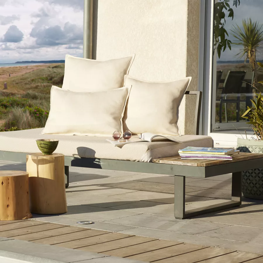 Eminza Housse De Coussin Extérieur Carrée (45 X 45 Cm) Naia Ecru