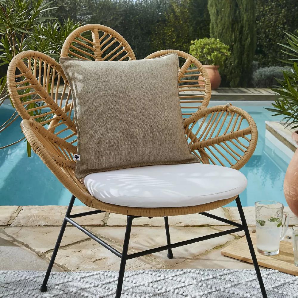 eminza Housse de coussin extérieur carrée (45 x 45 cm) Naia Beige sable