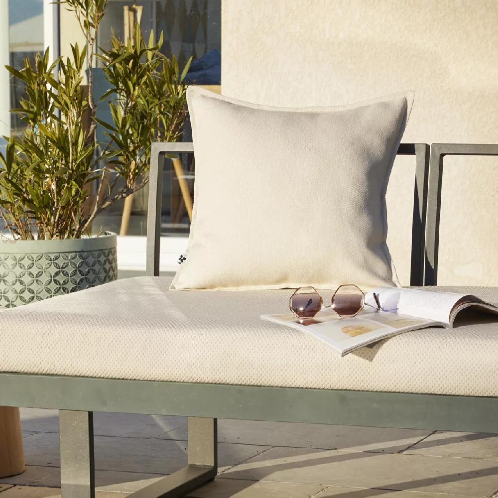 eminza Housse de coussin extérieur carrée (45 x 45 cm) Naia Ecru