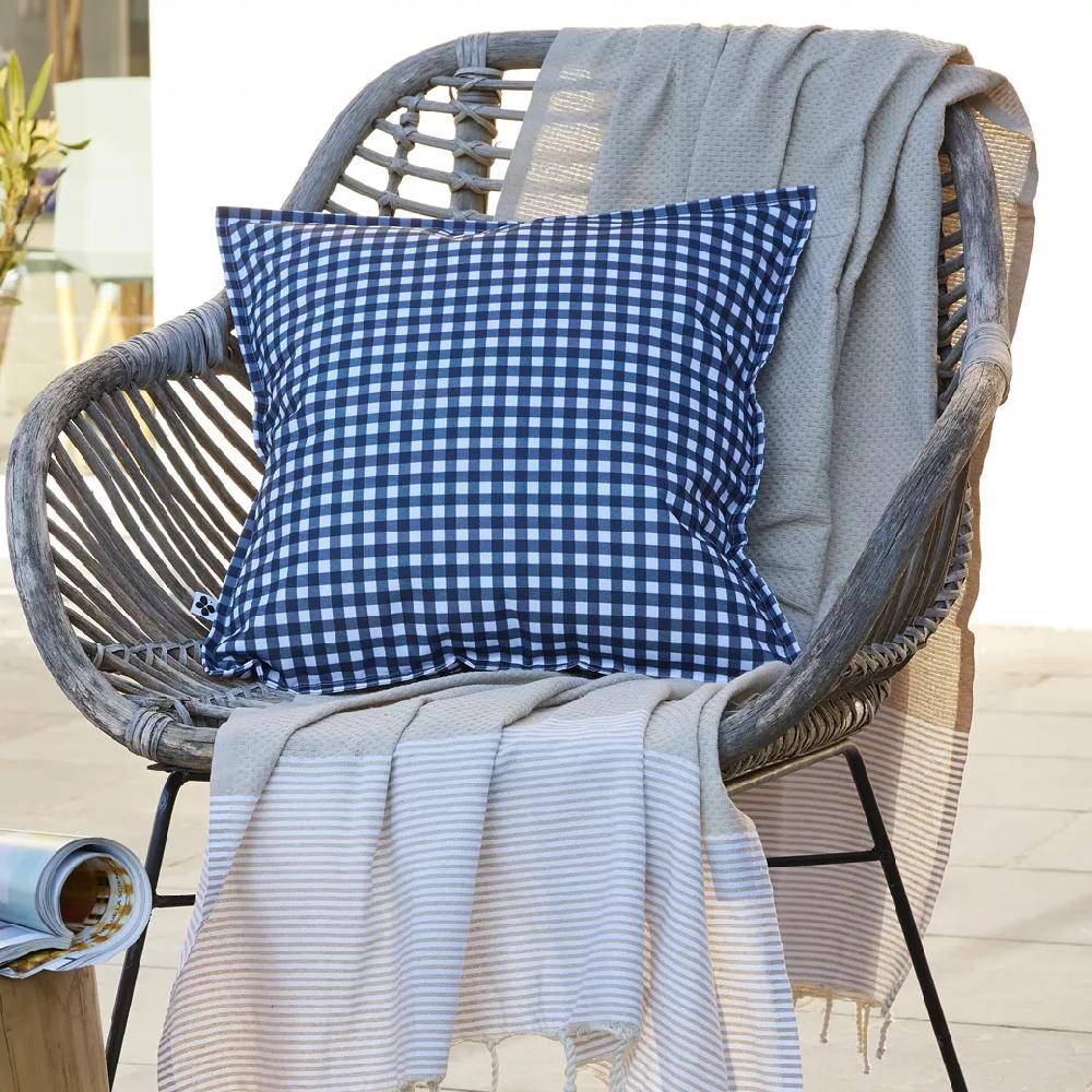 eminza Housse de coussin extérieur carrée (45 x 45 cm) Vickie Bleu nuit