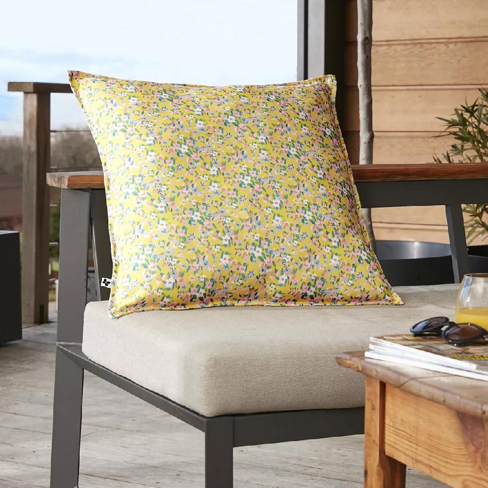 eminza Housse de coussin extérieur carrée (60 x 60 cm) Manon Jaune