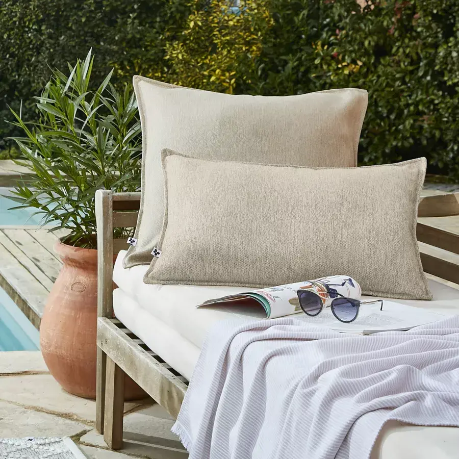 Eminza Housse De Coussin Extérieur Carrée (60 X 60 Cm) Naia Beige Sable