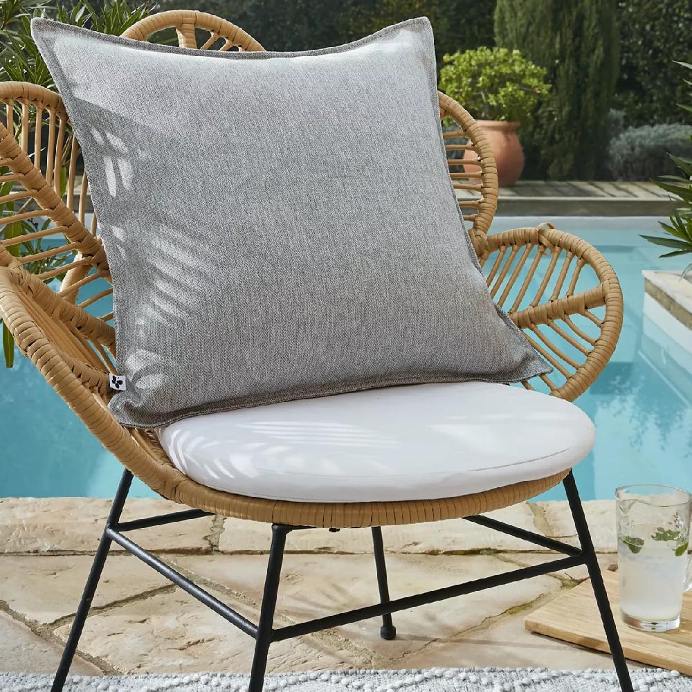 eminza Housse de coussin extérieur carrée (60 x 60 cm) Naia Gris galet