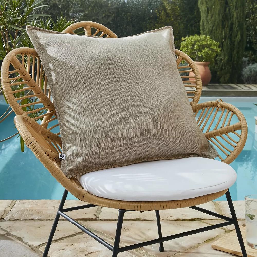 eminza Housse de coussin extérieur carrée (60 x 60 cm) Naia Beige sable