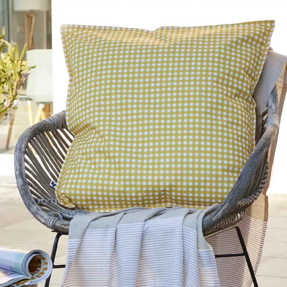 eminza Housse de coussin extérieur carrée (60 x 60 cm) Vickie Jaune