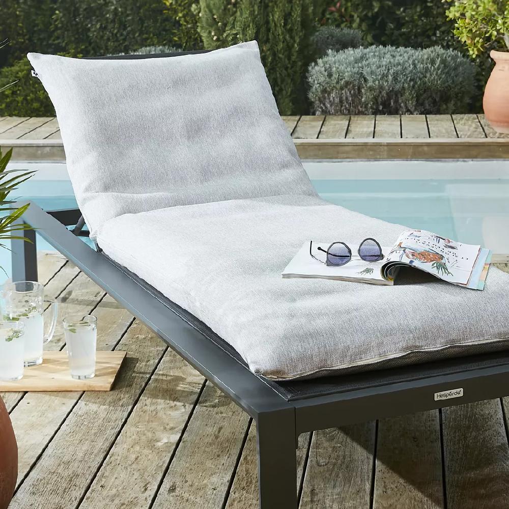 eminza Housse de coussin pour bain de soleil (190 x 70 cm) Naia Gris galet
