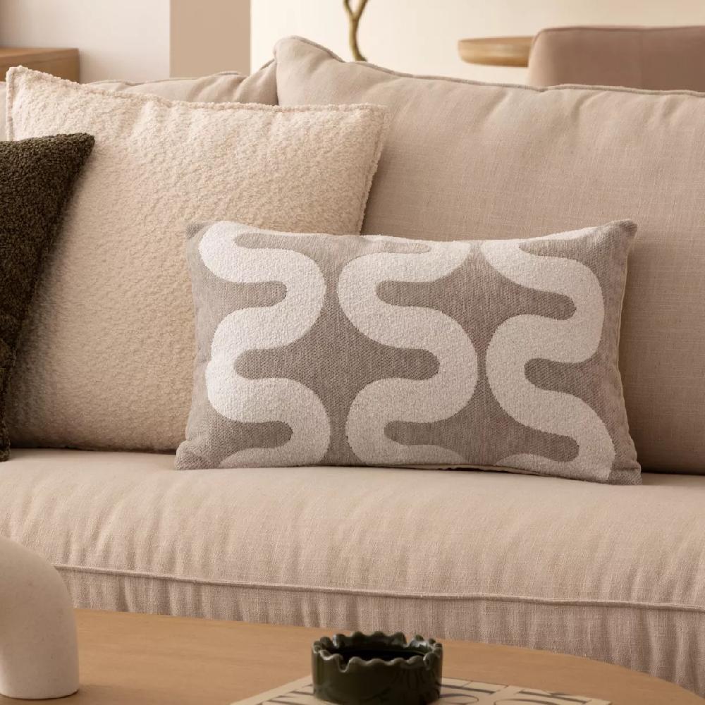 eminza Housse de coussin rectangulaire (30 x 50 cm) Jeni Beige