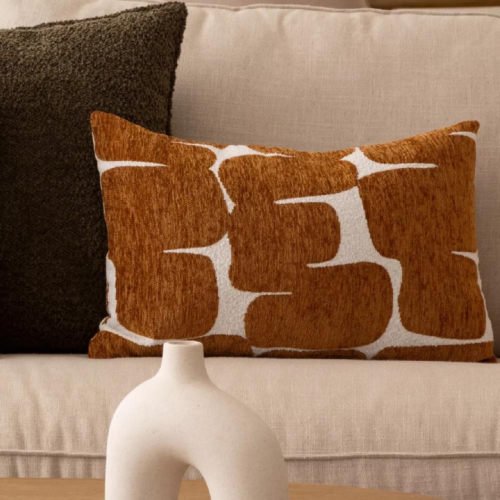 eminza Housse de coussin rectangulaire (30 x 50 cm) Jeni Marron