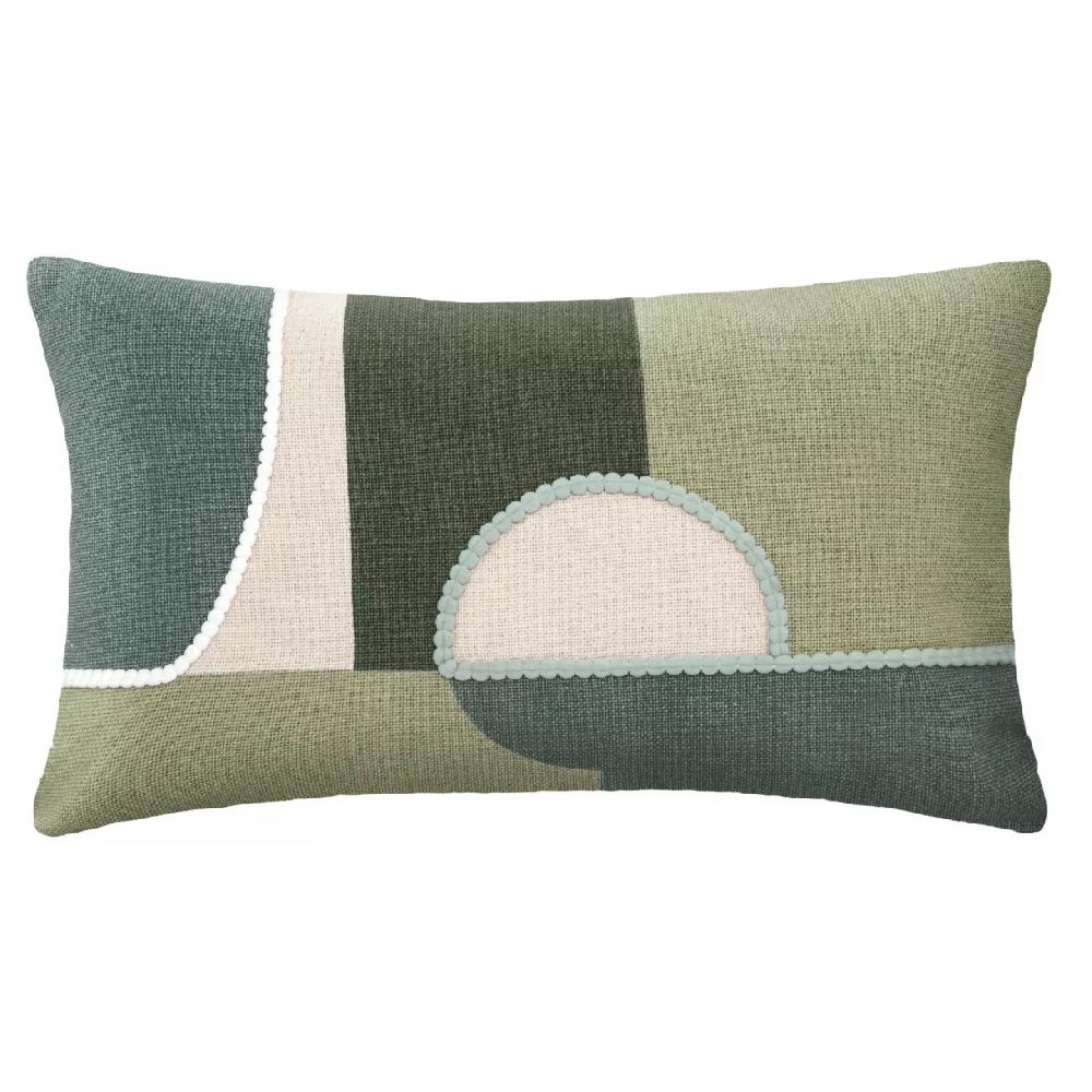 eminza Housse de coussin rectangulaire coton (30 x 50 cm) Géo Verte