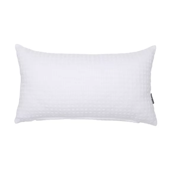 Eminza Housse De Coussin Rectangulaire Coton Nid D'abeille (30 X 50 Cm) Maya Blanche