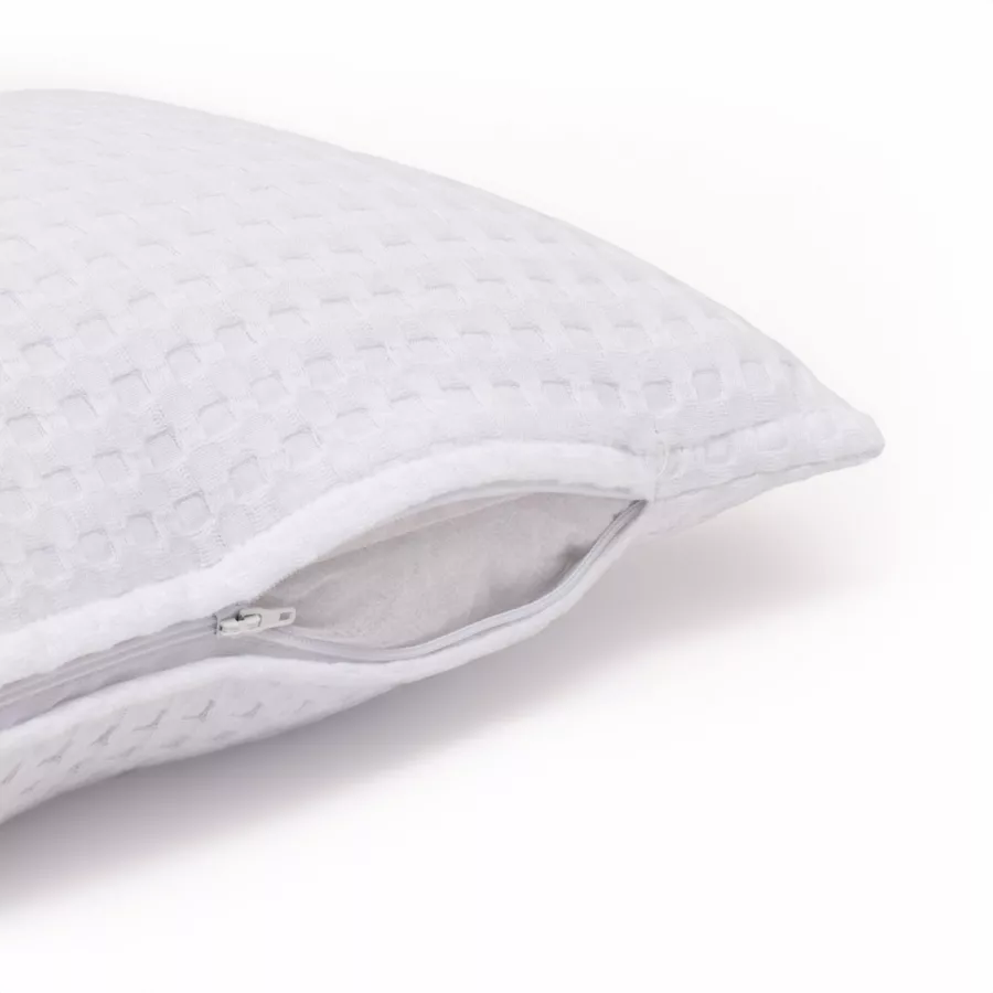 Eminza Housse De Coussin Rectangulaire Coton Nid D'abeille (30 X 50 Cm) Maya Blanche