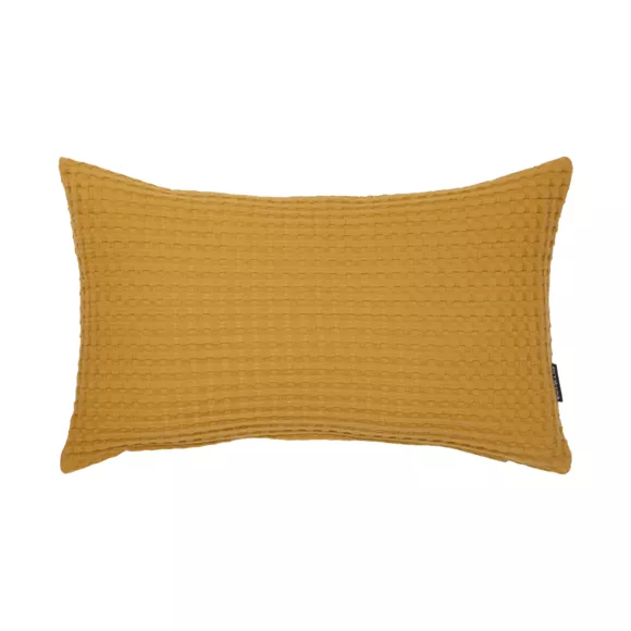 Eminza Housse De Coussin Rectangulaire Coton Nid D'abeille (30 X 50 Cm) Maya Jaune Safran