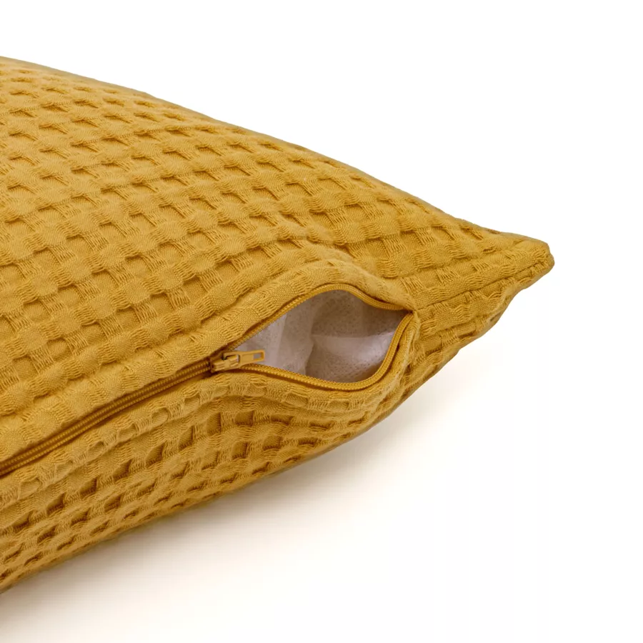 Eminza Housse De Coussin Rectangulaire Coton Nid D'abeille (30 X 50 Cm) Maya Jaune Safran