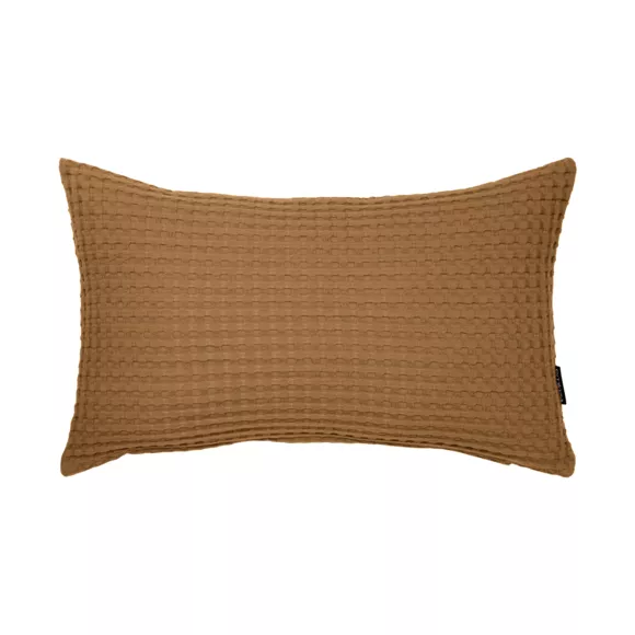 Eminza Housse De Coussin Rectangulaire Coton Nid D'abeille (30 X 50 Cm) Maya Camel