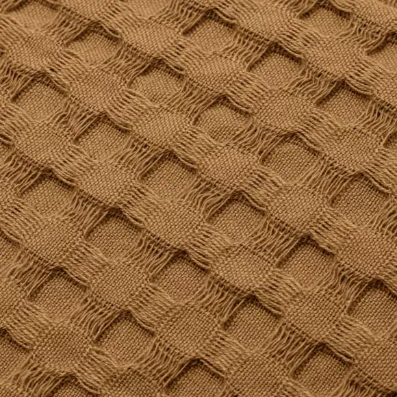 Eminza Housse De Coussin Rectangulaire Coton Nid D'abeille (30 X 50 Cm) Maya Camel