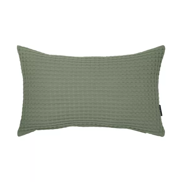 Eminza Housse De Coussin Rectangulaire Coton Nid D'abeille (30 X 50 Cm) Maya Vert Romarin