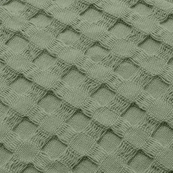 Eminza Housse De Coussin Rectangulaire Coton Nid D'abeille (30 X 50 Cm) Maya Vert Romarin