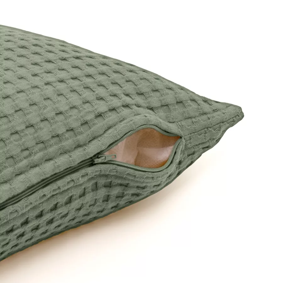 Eminza Housse De Coussin Rectangulaire Coton Nid D'abeille (30 X 50 Cm) Maya Vert Romarin