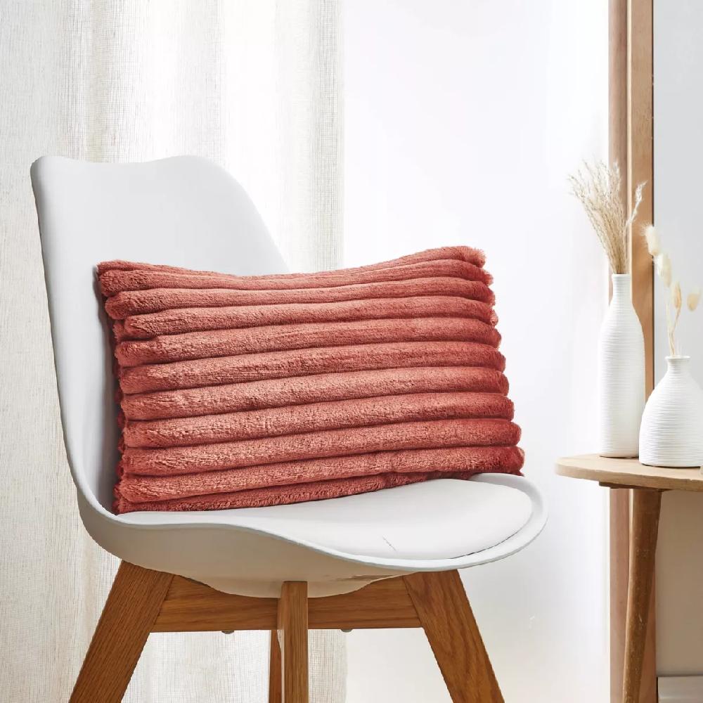 eminza Housse de coussin rectangulaire flanelle (30 x 50 cm) Dune Terracotta