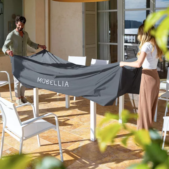 Eminza Housse De Protection Imperméable Pour Table Rectangulaire 225 X 125 Cm Gris