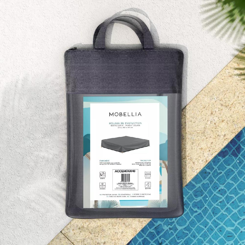 eminza Housse de protection imperméable pour Transat double (210 x 182 cm) Monte Carlo Gris