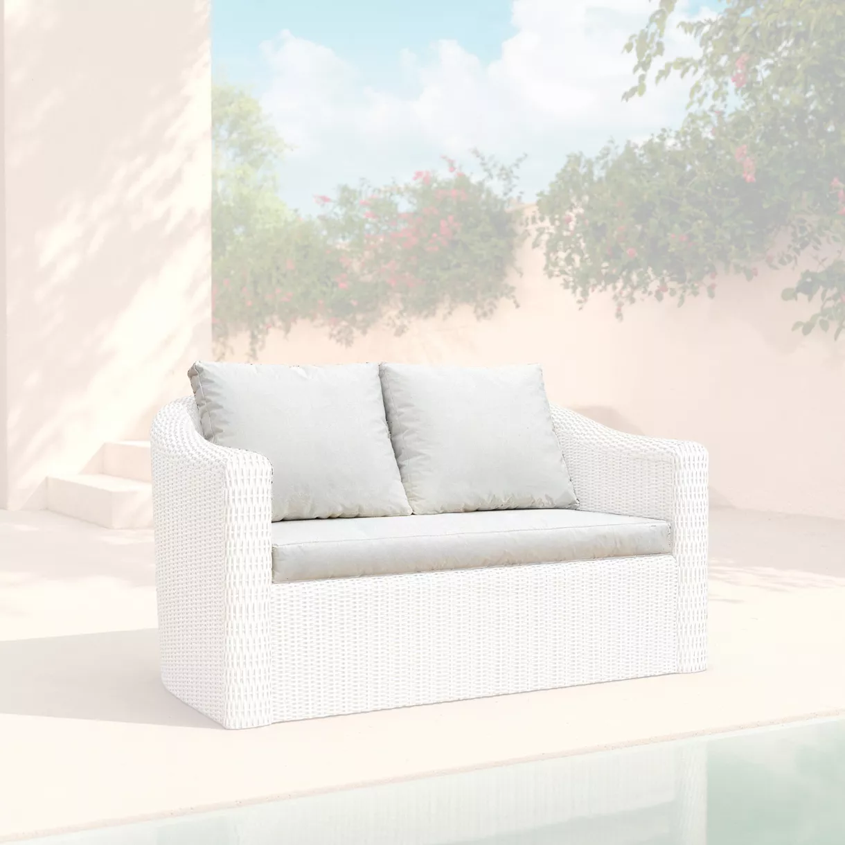 eminza Housses de coussin de remplacement pour Canapé 2 places Calvi Blanc
