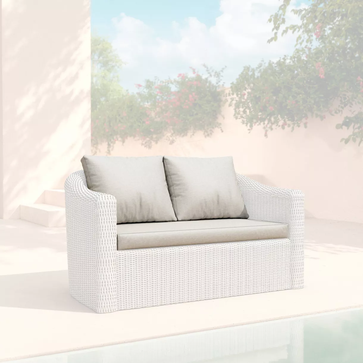 eminza Housses de coussin de remplacement pour Canapé 2 places Calvi Gris clair