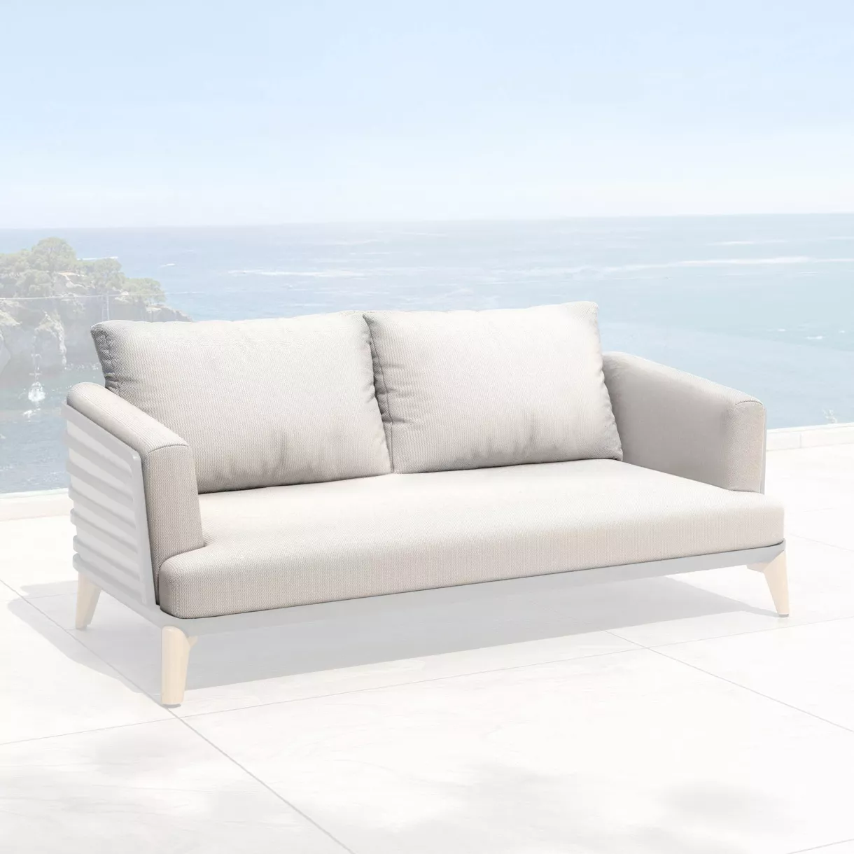 eminza Housses de coussin de remplacement pour Canapé 2 places Monte Carlo Gris clair