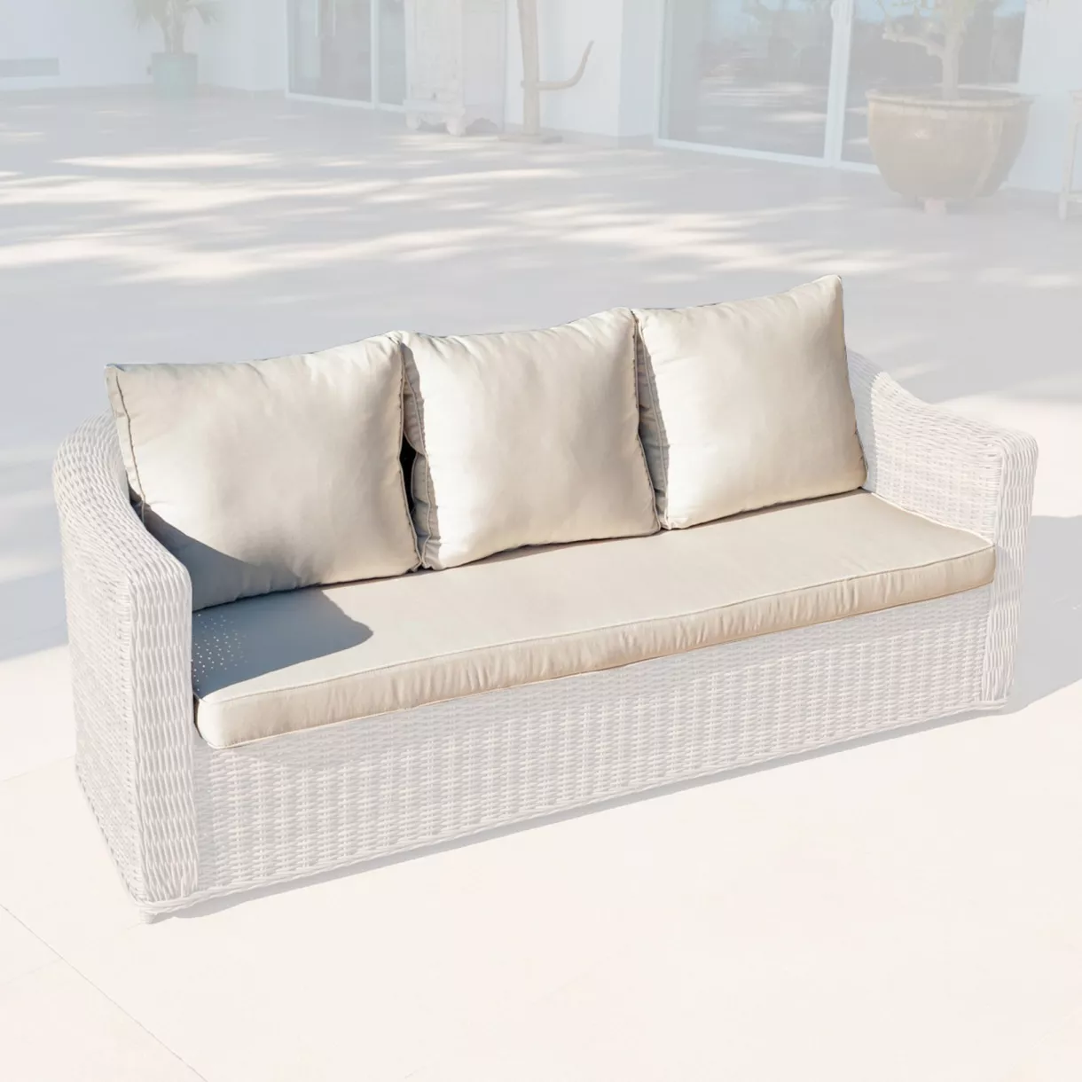 eminza Housses de coussin de remplacement pour Canapé 3 places Calvi Beige