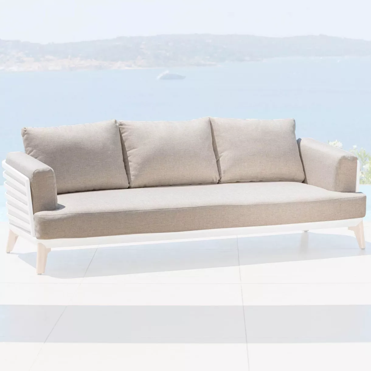 eminza Housses de coussin de remplacement pour Canapé 3 places Monte Carlo Taupe