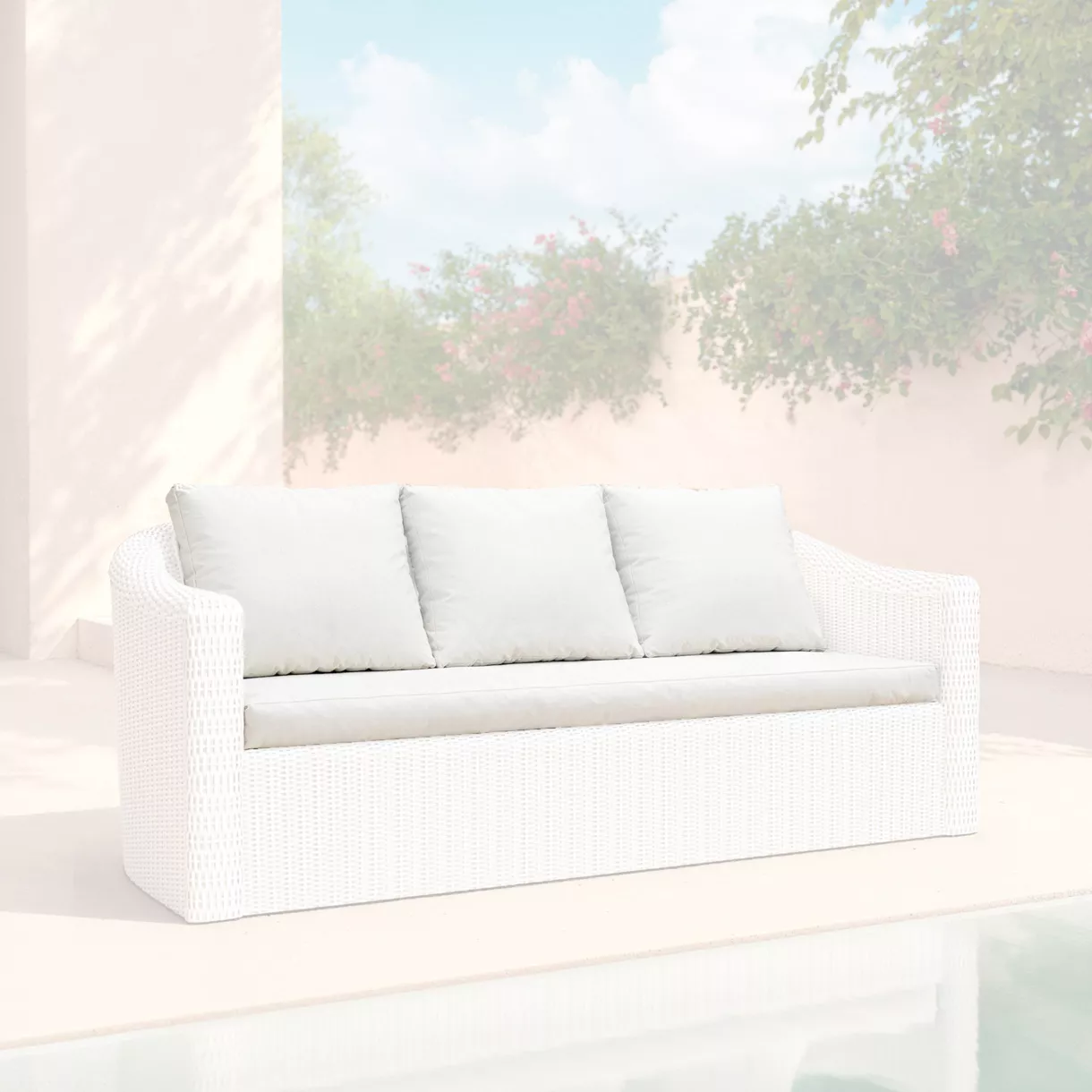 eminza Housses de coussin de remplacement pour Canapé 3 places Calvi Blanc