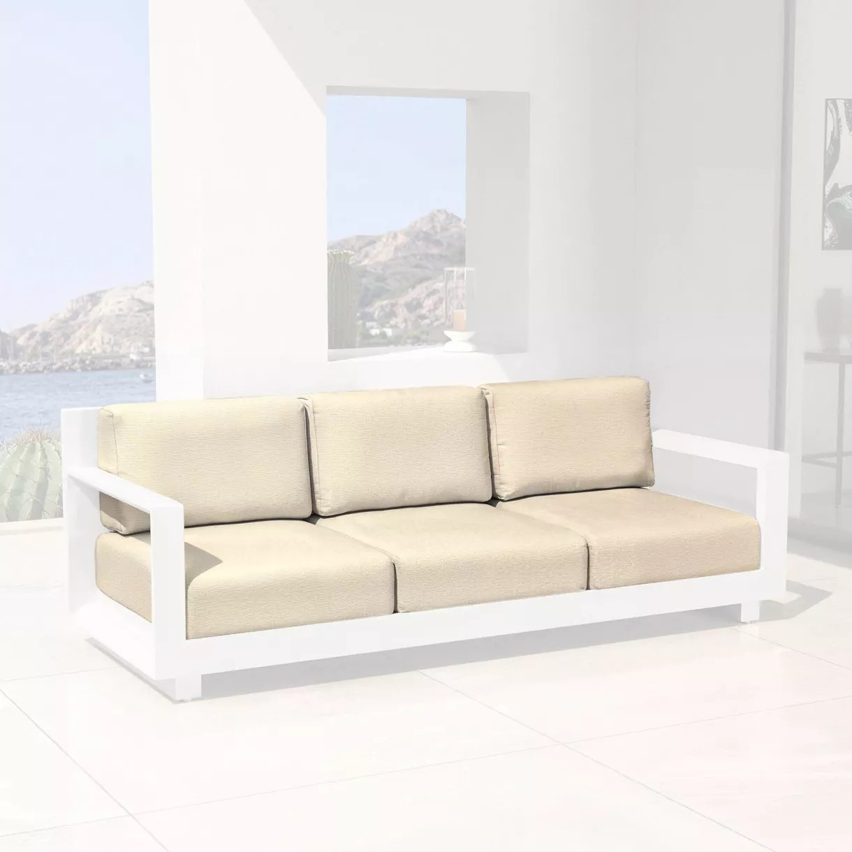 eminza Housses de coussin de remplacement pour Canapé 3 places Elba Beige