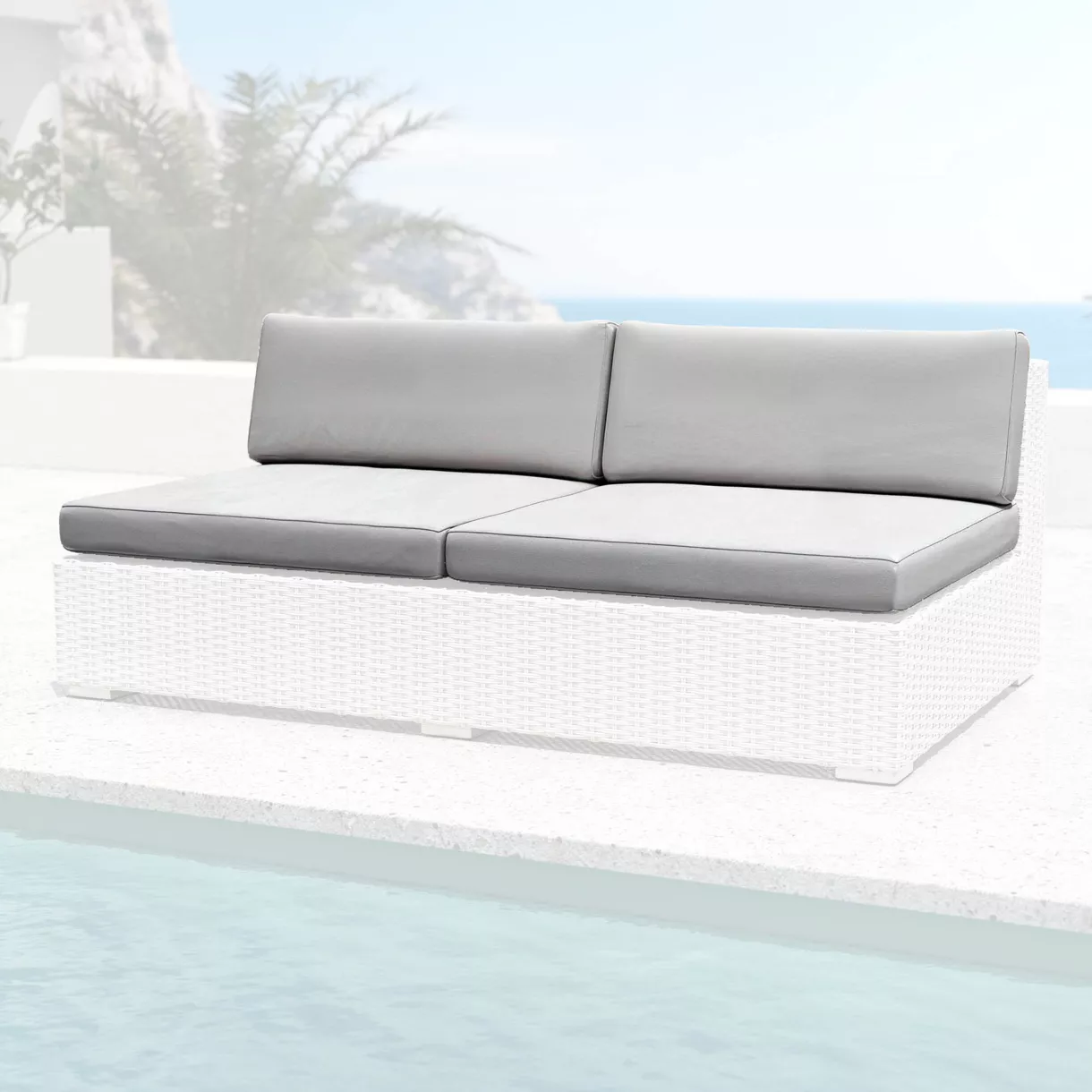 eminza Housses de coussin de remplacement pour Chauffeuse 2 places Palma Gris