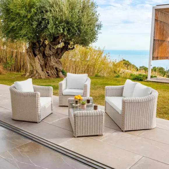 Eminza Housses De Coussin De Remplacement Pour Salon De Jardin Calvi 4 Places - Beige