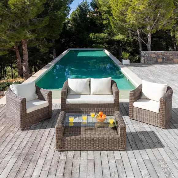 Eminza Housses De Coussin De Remplacement Pour Salon De Jardin Calvi 4 Places - Beige