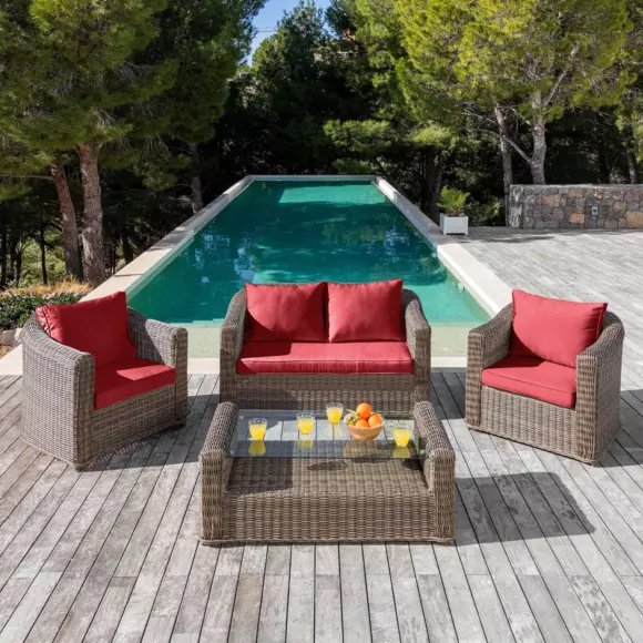 Eminza Housses De Coussin De Remplacement Pour Salon De Jardin Calvi 4 Places - Rouge