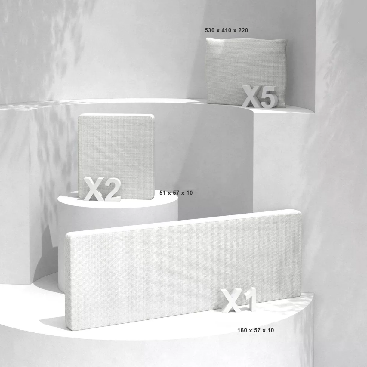 eminza Housses de coussin de remplacement pour salon de jardin Calvi 5 places - Blanc