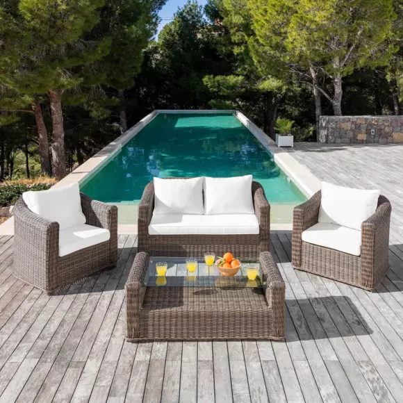 Eminza Housses De Coussin De Remplacement Pour Salon De Jardin Calvi 4 Places - Blanc