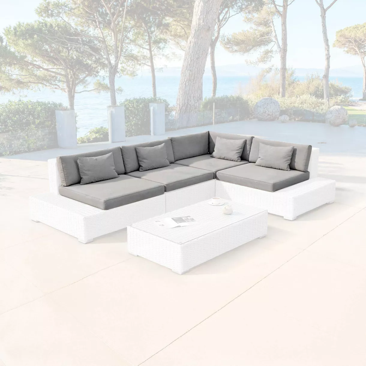 eminza Housses de coussin de remplacement pour salon de jardin 5 places Palma Gris